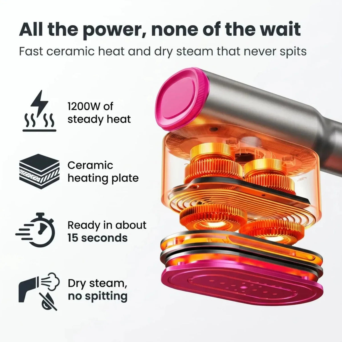 1200W ceramic heat and dry steam